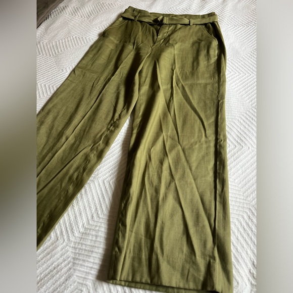 Olive Green Women's Wide-Leg Pants - Picture 4 of 10